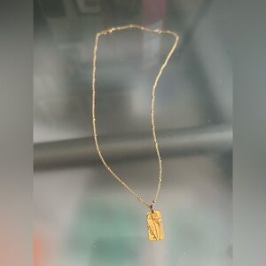 EUC The Village Green Gold Pressed Flower Necklace